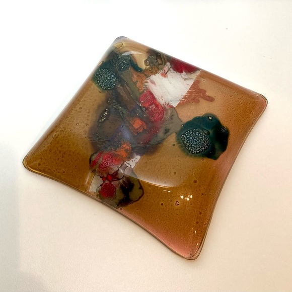 Fused Art Glass Trinket Dish, Multi-coloured - Picture 4 of 4
